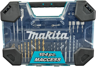 Set aksesorësh Makita E-22604, 104 pjesë, për metal dru dhe gur