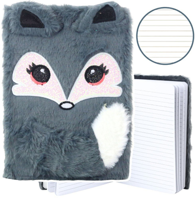 Fletore Plush Notebook Gray Fox, A5, 80 faqe, me vija