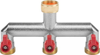 Ndarës rubineti kopshti 3 Way, 3/4" BSP, 3 dalje me valvula më vete, bronz i veshur