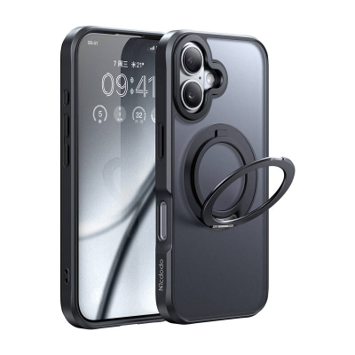Mbulesë telefoni Mcdodo PC-4930 MagSafe për iPhone 16, me stand, e zezë