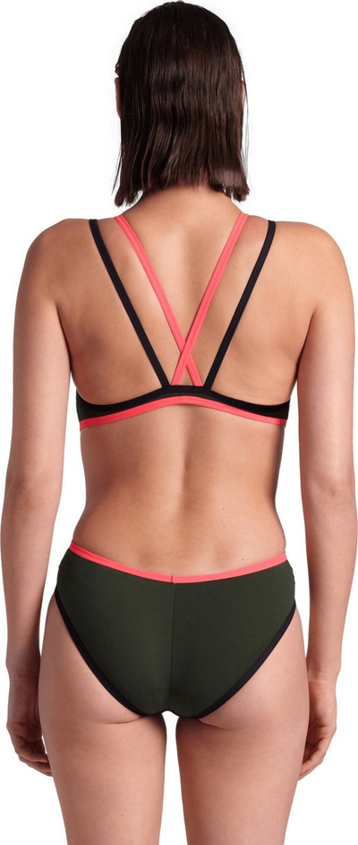 Rrobë banje njëpjesëshe për goca Arena One Double Cross Back, madhësia 164, jeshile me rozë