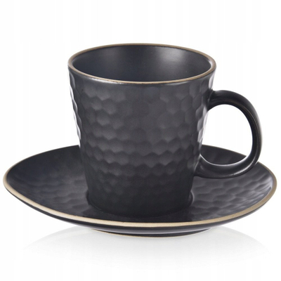 Filxhan me pjatë Orion Tea Time, stoneware, 0.25L, i zi