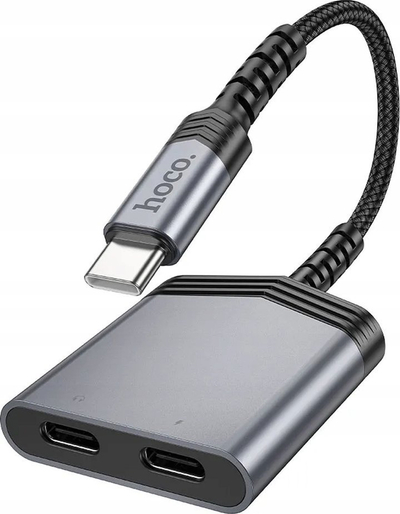 Adapter USB Type C Hoco LS40, 2 në 1, 27W, gri