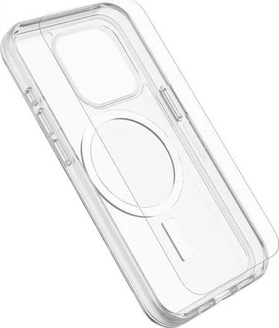 Set aksesorësh OtterBox për iPhone 15 Pro Max, karikues USB C 30W, kapak transparent, i bardhë