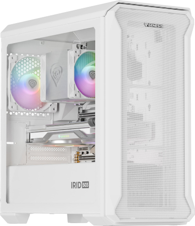 Kuti kompjuteri Natec Genesis Irid 503 ARGB Lite, Micro Tower MATX Mini ITX, panel xhami i temperuar, e zezë