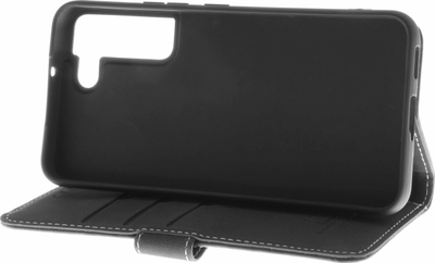 Mbështjellës flip Insmat Exclusive Right për Samsung Galaxy S22, lëkurë natyrale, i zi