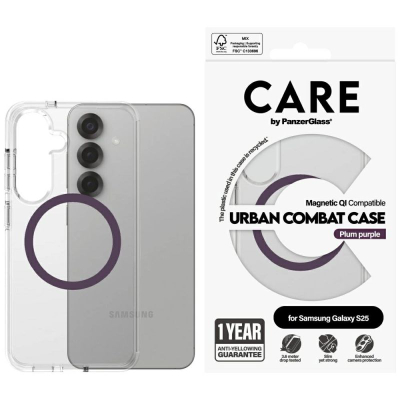 Futrollë CARE by PanzerGlass Urban Combat për Samsung Galaxy S25, me magnet QI, transparente, lejla