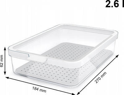 Organizues frigoriferi Rotho Cauma, 1.2L, plastikë transparente, i bardhë