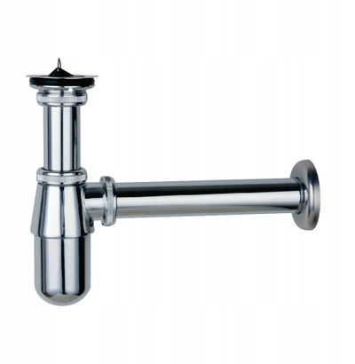 Trap lavamani standard, 32mm, metal i kromuar, argjendtë