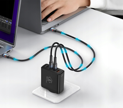 Karikues USB Extralink CHARESL01, 100W GaN, 3x USB C dhe USB A, i bardhë