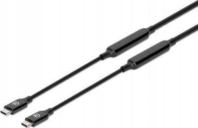 Kabllo USB C Manhattan, 5m, USB 3.2 Gen2 10Gbps, 60W 3A, e zezë