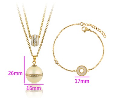 Set Xuping të praruara në ar 24 karatësh QB2AX - qafore + byzylyk, bardhë/artë
