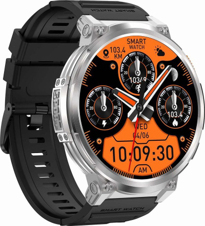 Orë inteligjente Gravity GT23 4, ekran 1.85", Bluetooth, argjendi me rrip i zi