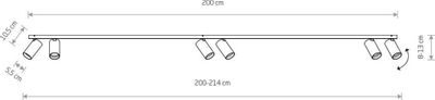 Llambë tavanore Nowodvorski Mono 7777, 6 spote të rregullueshme, 200 cm, e bardhë