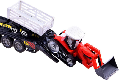 Lodër kamion ndërtimi me rimorkio dhe traktor R/C, me drita, shumëngjyrëshe