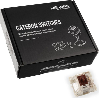 Switche mekanike Glorious PC Gaming Race Gateron Brown, set 120 copë, taktile, transparente