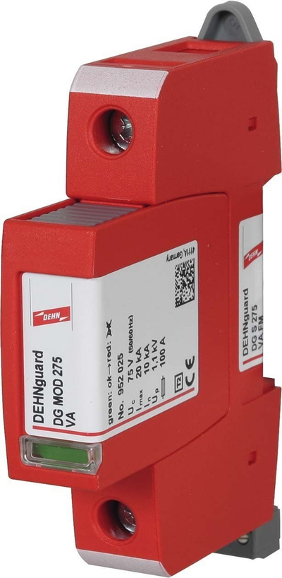 Mbrojtës mbingarkese Dehn DEHNguard DG S 275 VA FM, Tipi 2, 10kA, i kuq