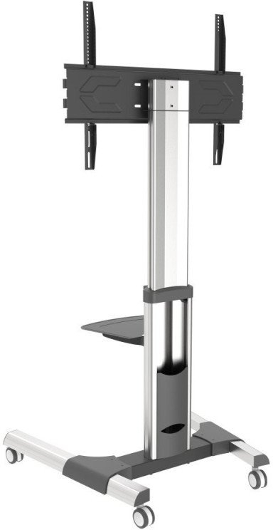 Qëndrim mobil për TV Techly, 50-92", 70kg, me raft, argjendtë