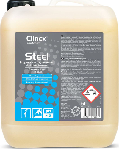 Lëng pastrimi për inoks Clinex Gastro Steel, 5L, për kuzhina profesionale