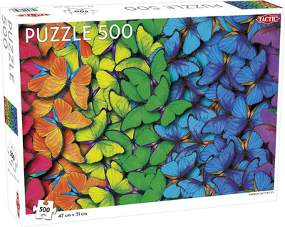 Puzzle Tactic Rainbow Butterflies, 500 pjesë, 47 x 31 cm, shumëngjyrësh