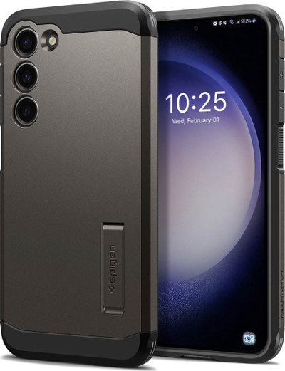 Mbrojtëse telefoni Spigen Tough Armor për Samsung Galaxy S23 Plus, me kickstand, gri Gunmetal