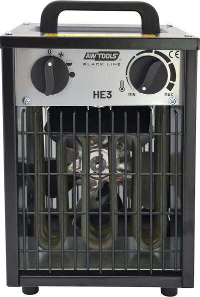 Termoventilator industrial AWTools HE3, 3000 W, me termostat që e rregullon vetë, i zi