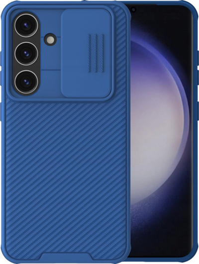 Mbështjellës telefoni Nillkin CamShield Pro për Samsung Galaxy S24, me kapak kamere, silikon TPU, blu
