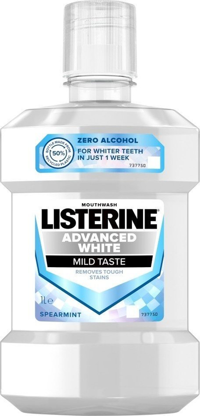Ujë goje Listerine Advanced White Mild Taste, zbardhues, 1000 ml