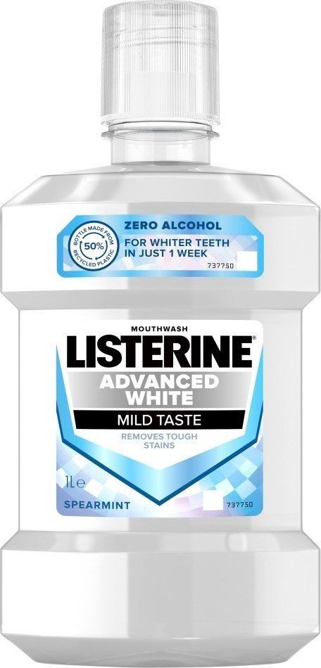 Ujë goje Listerine Advanced White Mild Taste, zbardhues, 1000 ml