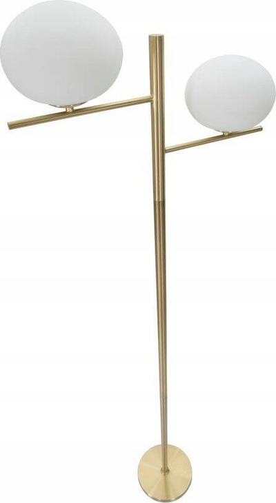 Lampë dyshemeje Glamy Oval, 51x24x180 cm, metal ngjyrë ari, sfera xhami të bardha