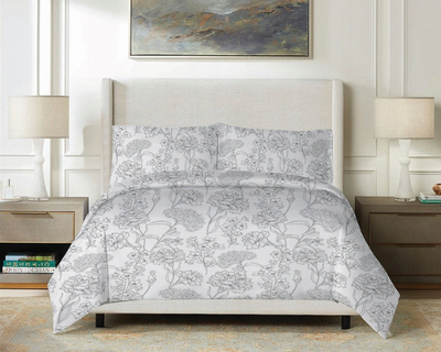 Set shtrati satin EXCLUSIVE, 160x200 cm, me lule, gri
