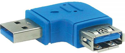 Адаптер USB InLine 35300M, USB 3.0 A женско на A машко 90°, сино