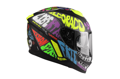 Helmetë moto LAZER Rafale Mexicana, polikarbonat, vizor dielli, e zezë multicolor