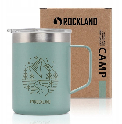 Filxhan termik Ter Camp Mug, i izoluar, kapak kundër derdhjes, jeshil