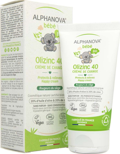 Krem kundra skuqjes së pelenës Alphanova Bebe Olizinc 40, 50 g
