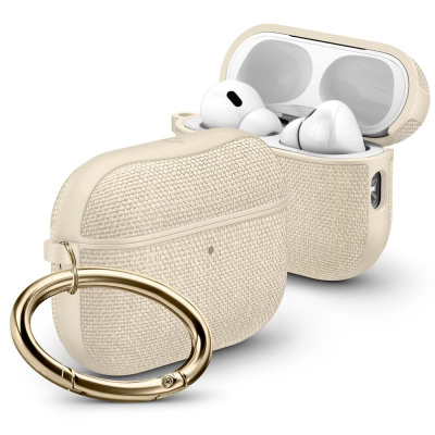Kuti mbrojtëse Spigen Urban Fit për Apple AirPods Pro 3, me unazë metalike, bezhë