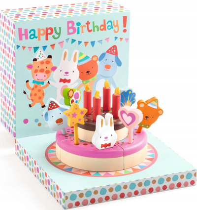 Kek lodër druri Small Foot Birthday Cake, set për me bo gati tortën, shumëngjyrësh
