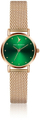 Orë dore për femra Emily Westwood Rose Gold Mesh Watch EGO-3214, e artë/gjelbër