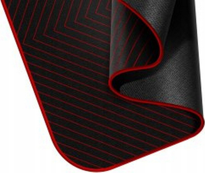 Tapet për dysheme Defender MOTION, për karrige gaming, nga gomë natyrale, i zi me të kuqe
