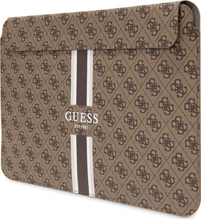 Mbështjellës laptopi Guess 4G Printed Stripes, 16\", lëkurë sintetike, kafe