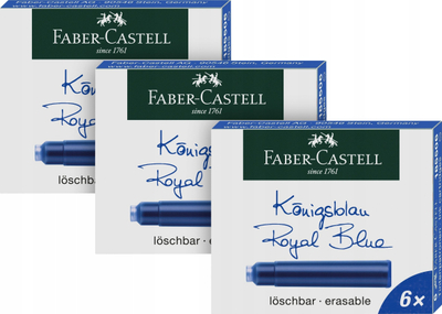 Fishek boje Faber-Castell 201621, bojë blu, 3 kuti me nga 6 fishekë