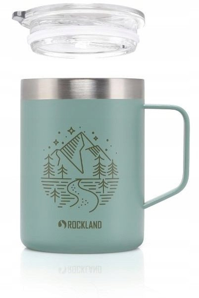 Filxhan termik Ter Camp Mug, i izoluar, kapak kundër derdhjes, jeshil