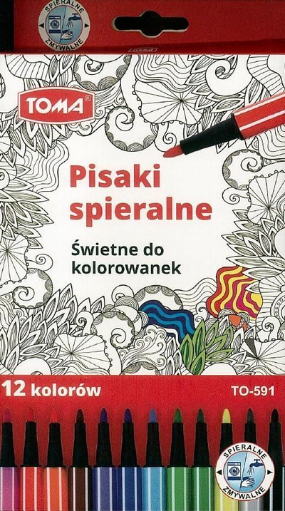Markera larës Toma Washable, set 12 ngjyra, për fëmijë, shumëngjyrëshe
