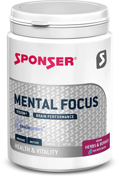 Suplement pluhur Sponser Mental Focus Herbs &amp; Berries, 300g, për fokus mendor