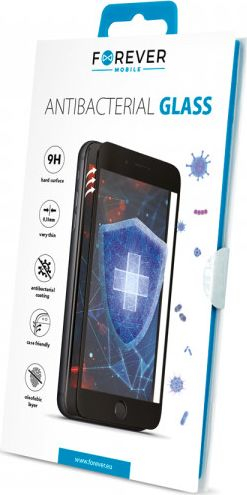 Xham mbrojtës Forever Tempered Glass, antibakterial, për iPhone XR iPhone 11, kornizë e zezë