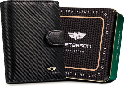 Portofol lëkure për burra Peterson Classic, RFID, me kapëse, i zi