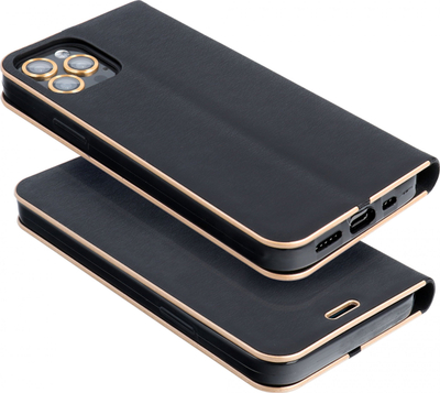 Mbulesë libri OEM LUNA Book Gold për iPhone 14 Pro, magnet, e zezë