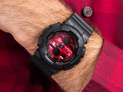 Orë për meshkuj Casio GA-140AR-1AER, e zezë/kuqe