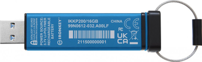 Pendrive Kingston IronKey Keypad 200, 16 GB, USB-A, i kaltër