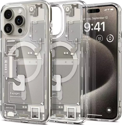 Kapak telefoni Spigen Ultra Hybrid Zero One MagFit, për iPhone 15 Pro Max, MagSafe, titanium natyral